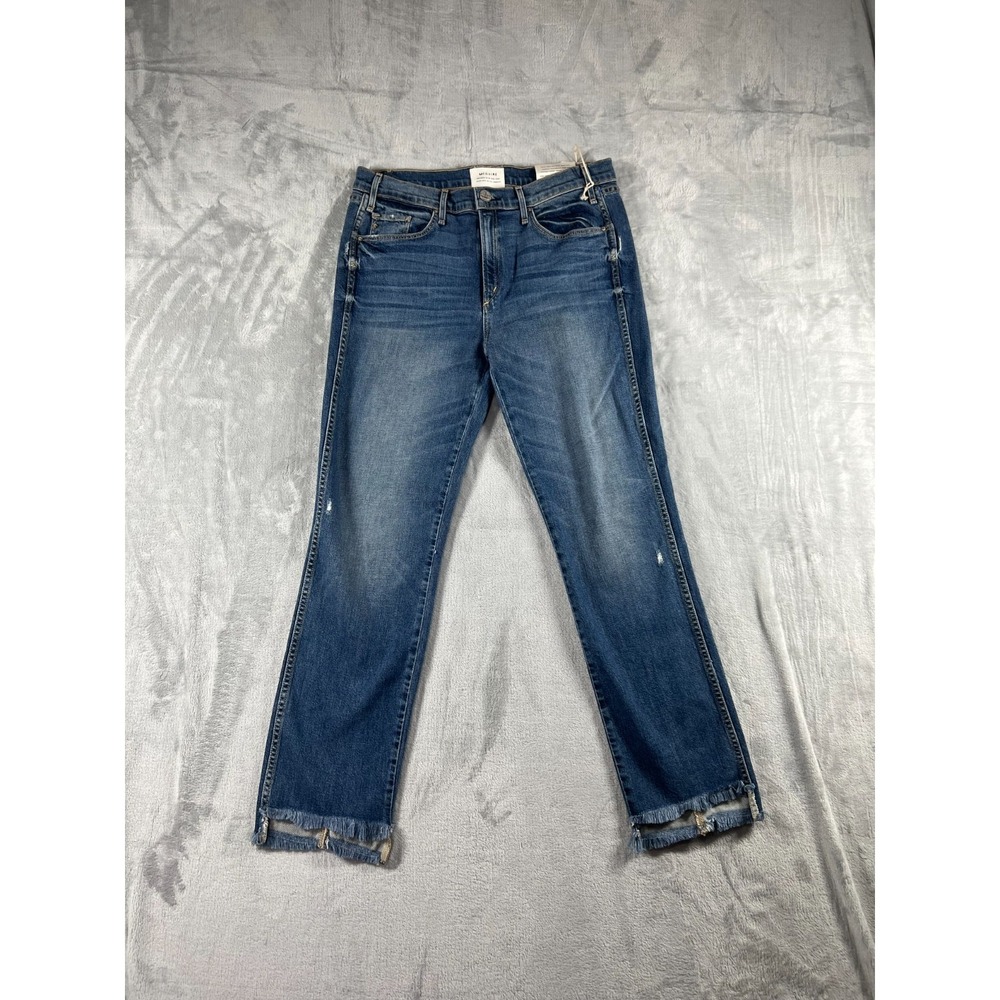 McGuire Jeans Women 31 Distressed Raw Hem Skinny Blue Wash High Rise Made USA
